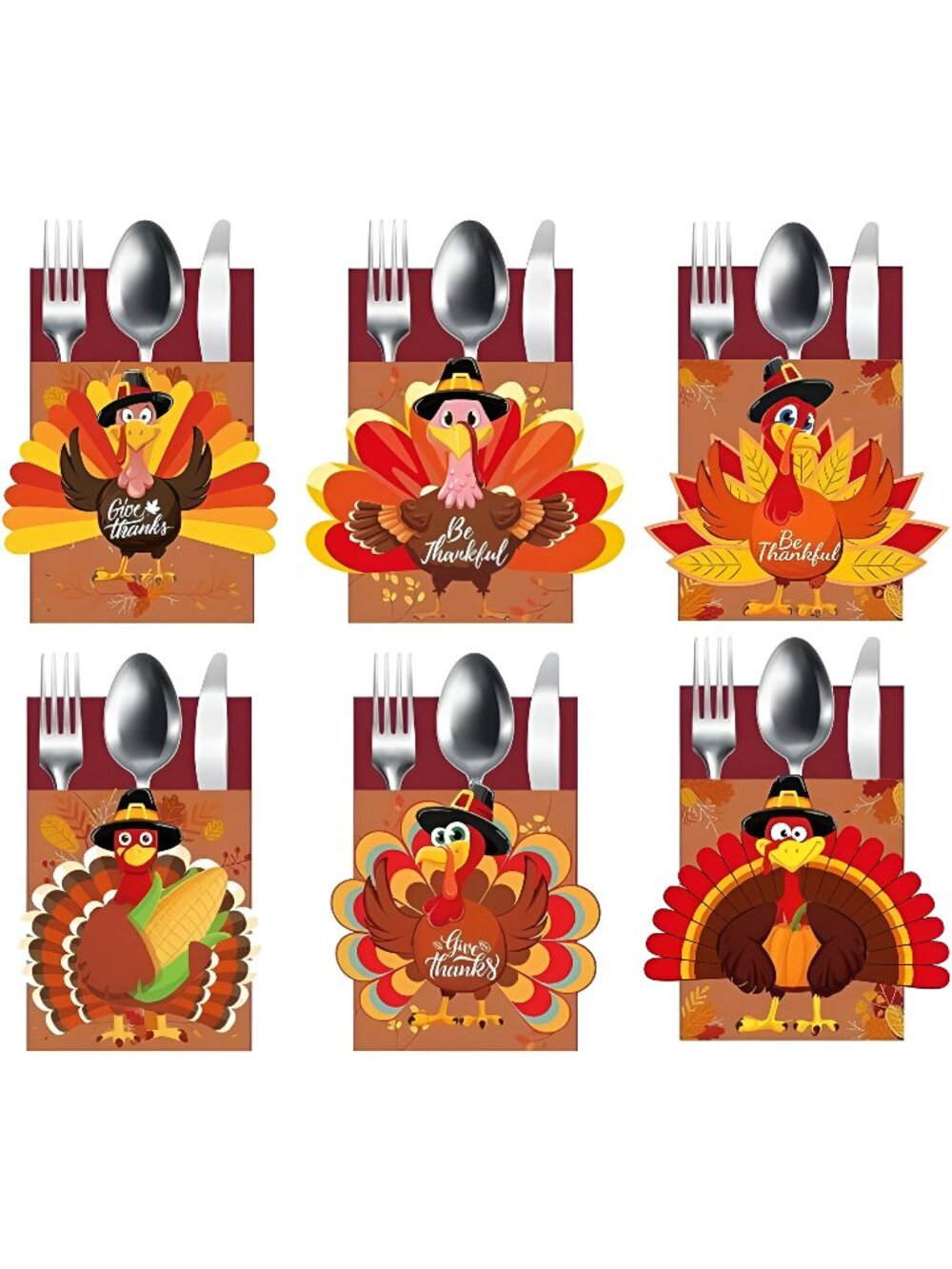 Thanksgiving Cutlery Holder Set 24PCS Thanksgiving Table Decor Set